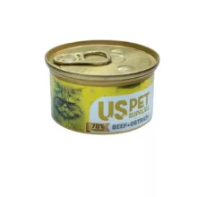 کنسرو گربه US Pet با طعم گوساله و شترمرغ در ژله – ۸۵ گرم، غذای پروتئینی خاص برای گربه‌های حساس