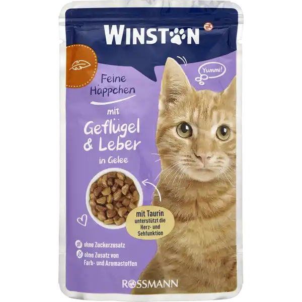پوچ گربه بالغ وینستون – طعم‌های مرغ و جگر، گوشت شکار و اردک، گوساله و ماکیان، بره – در ژله و سس