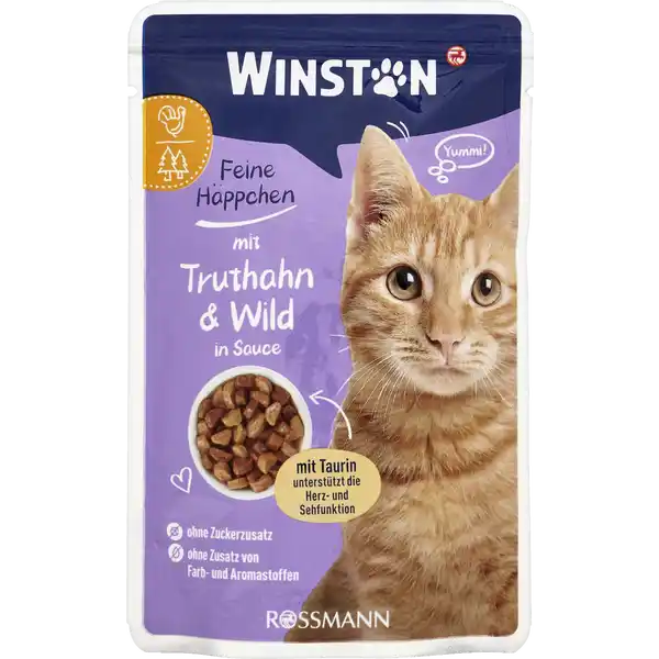 پوچ گربه بالغ وینستون – طعم‌های مرغ و جگر، گوشت شکار و اردک، گوساله و ماکیان، بره – در ژله و سس