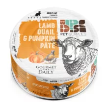 کنسرو غذای گربه دی‌پی‌اس پته با طعم گوشت بره و بلدرچین و کدو – 200 گرم