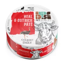 کنسرو غذای گربه دی‌پی‌اس پته با طعم گوشت گاو و شترمرغ – 200 گرم