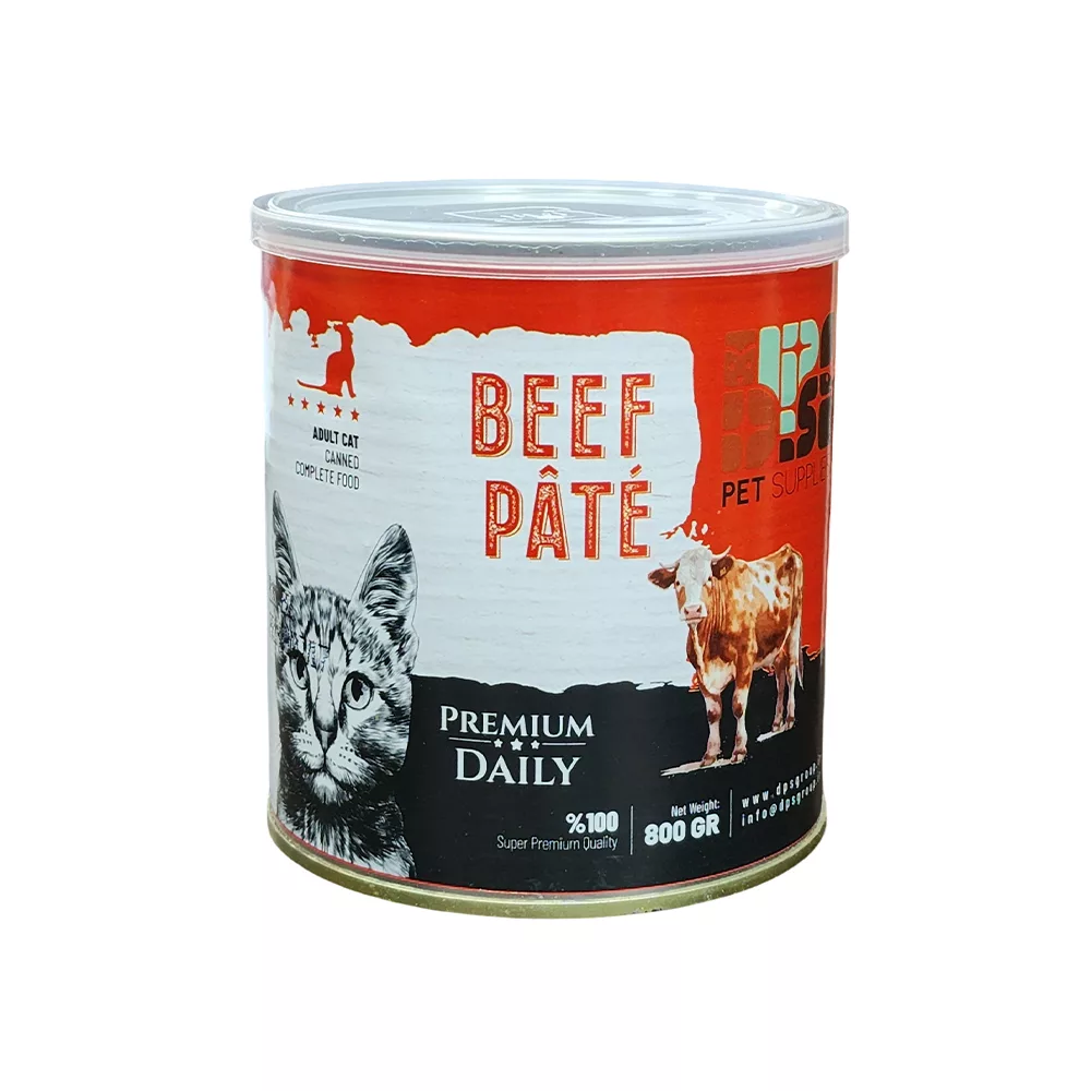 کنسرو پته پرمیوم گربه بالغ دی‌پی‌اس با گوشت خالص وزن 800 گرم