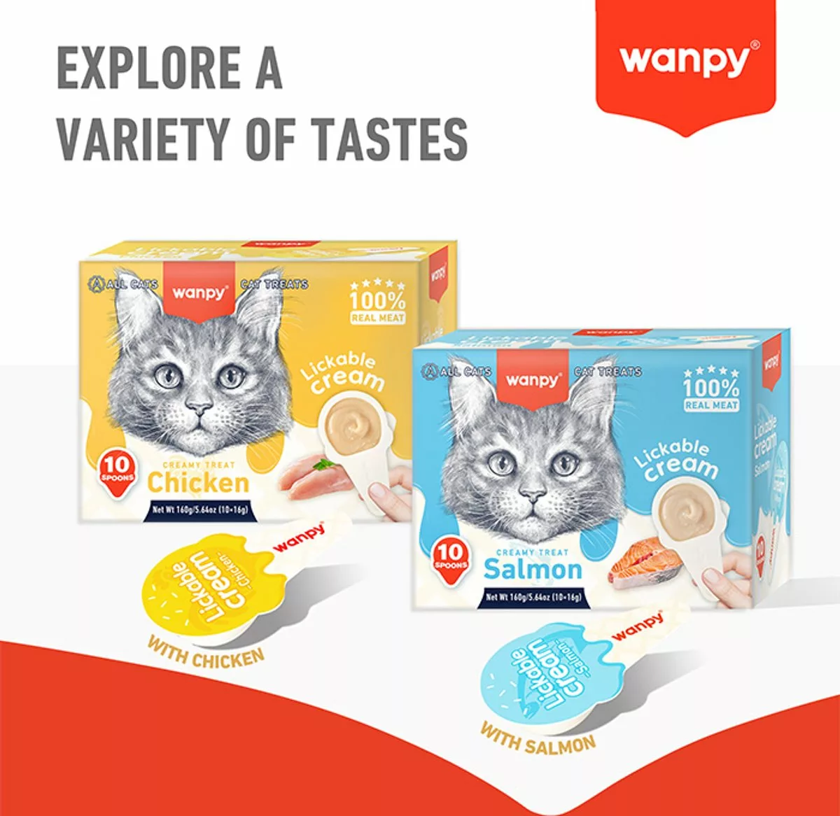 بستنی قاشقی گربه ونپی طعم ماهی سالمون 16 گرمی